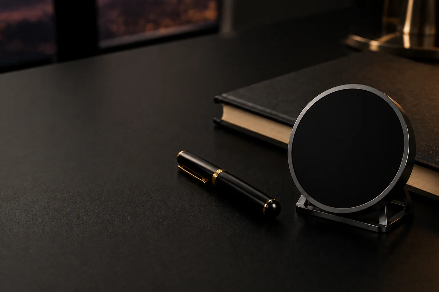 The compact The ECHO device with its display off on a dark research desk